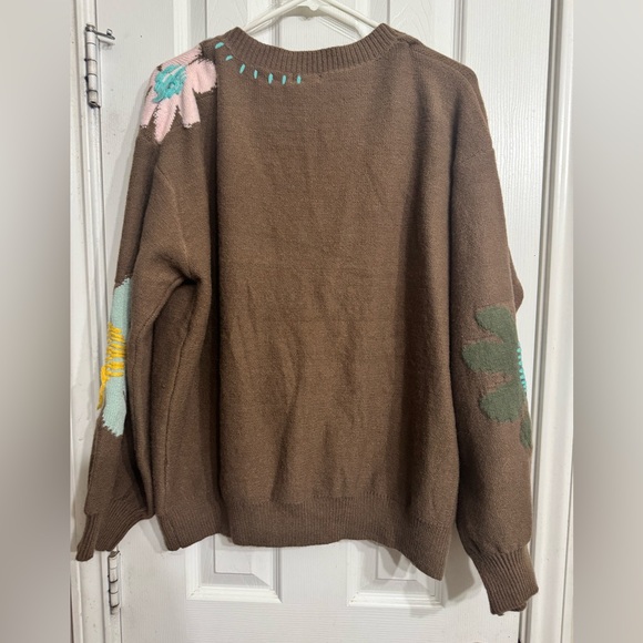EEUC❤️THREE BIRD NEST❤️ Good Mood Flower Print Sweater size M - Picture 4 of 9